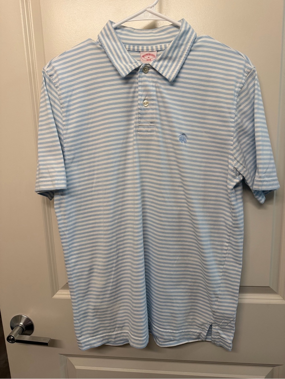 Brooks Brothers Light Blue & White Striped Men's Polo